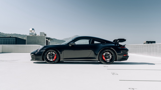 Black sports car parking lot #25 free wallpaper for desktop - medium preview image