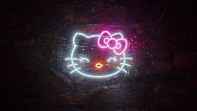 Neon hello kitty brick hologram free wallpaper for desktop - medium preview image