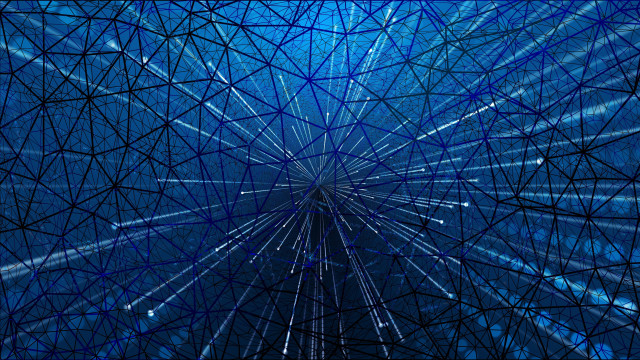 Blue wireframe tree night sky free wallpaper for desktop - medium preview image
