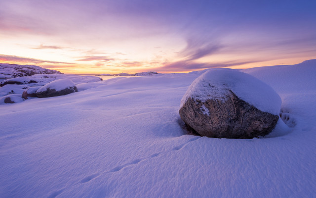 Rock snowyfield sunset clouds mountain free wallpaper for desktop - medium preview image