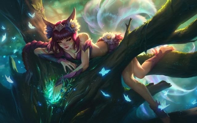 Woman tree demon fox ahri free wallpaper for desktop - medium preview image