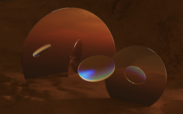 Shiny discs sandy ground red free wallpaper for desktop - medium preview image