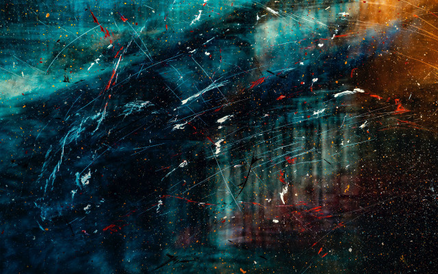 Abstract astronaut fireworks city night free wallpaper for desktop - medium preview image
