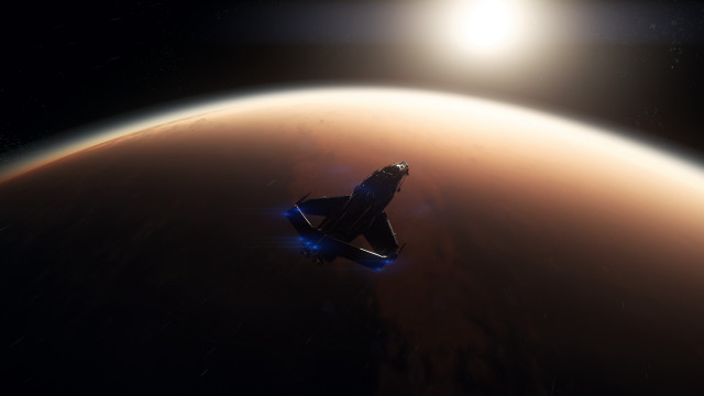 Space ship red planet bright free wallpaper for desktop - medium preview image
