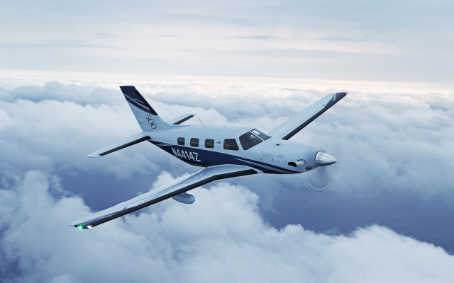 Small plane clouds propeller landing free wallpaper for desktop - medium preview image