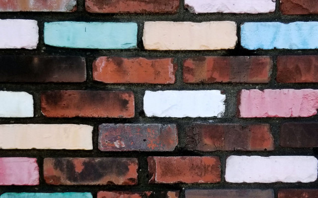 Brick wall multicolored pattern white free wallpaper for desktop - medium preview image