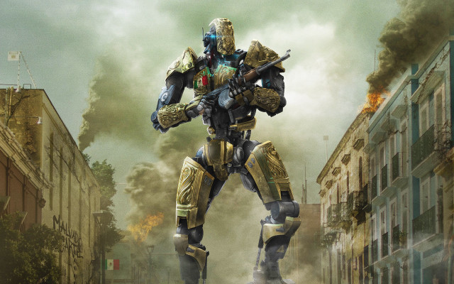 Robot city smoke mecha architecture free wallpaper for desktop - medium preview image