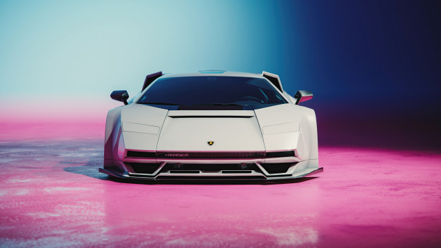 White sports car pink blue free wallpaper for desktop - medium preview image