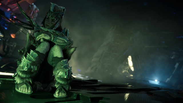 Green creature table dark room free wallpaper for desktop - medium preview image