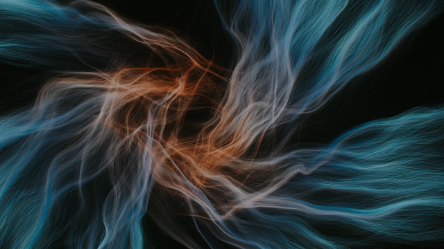 Blue orange flower red center free wallpaper for desktop - medium preview image