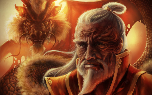 Bearded old man red dragon free wallpaper for desktop - medium preview image