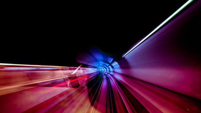 Train tunnel night futurism motionblur free wallpaper for desktop - medium preview image