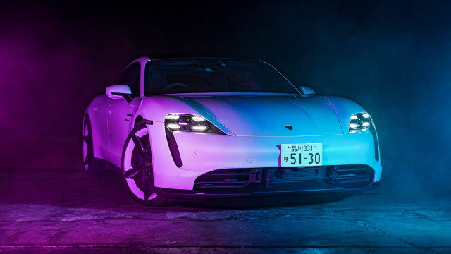 White sports car purple blue free wallpaper for desktop - medium preview image