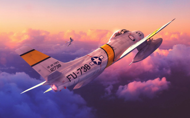 Airplane sky clouds dusk fighter free wallpaper for desktop - medium preview image