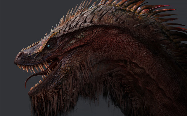 Dragon head spikes photorealism monster free wallpaper for desktop - medium preview image