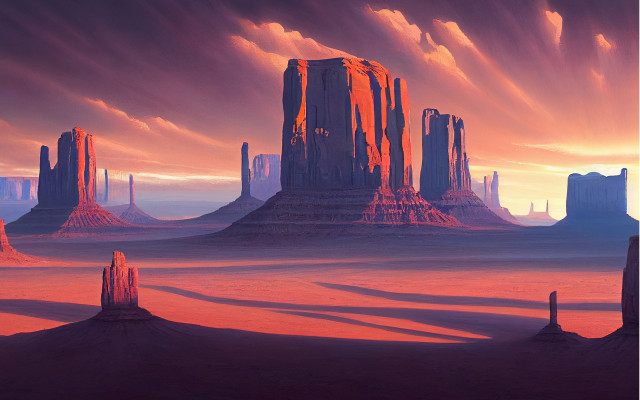 Desert mountain sunset cityscape clouds free wallpaper for desktop - medium preview image