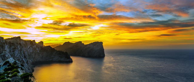 Sunset mountains water clouds citylights free wallpaper for desktop - medium preview image