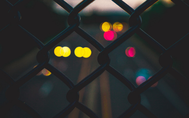 Fence lights night train track free wallpaper for desktop - medium preview image