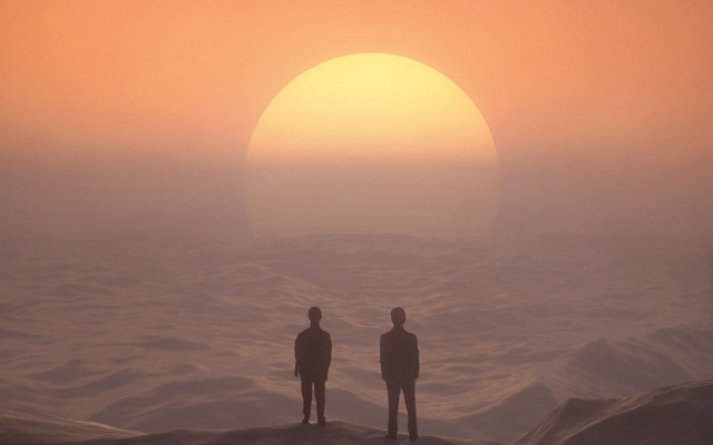 Sunset ocean rocky beach silhouettes free wallpaper for desktop - medium preview image