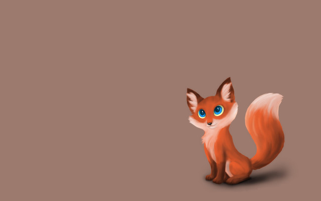 Cartoon fox blue eyes sitting free wallpaper for desktop - medium preview image