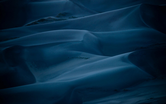 Dark blue snowy cave mountain free wallpaper for desktop - medium preview image