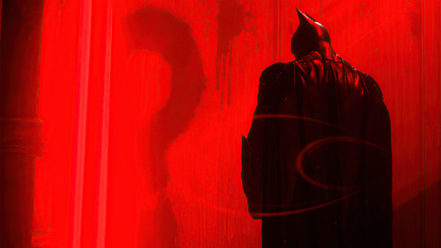 Batman man red wall question free wallpaper for desktop - medium preview image