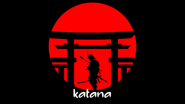 Katana silhouette red sun torii free wallpaper for desktop - medium preview image
