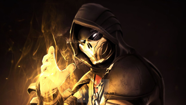 Hooded sword glowing fire fantasy free wallpaper for desktop - medium preview image
