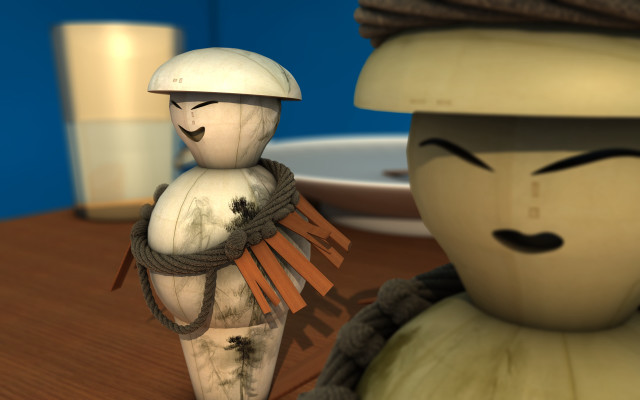 Wooden statue person hat mustache free wallpaper for desktop - medium preview image