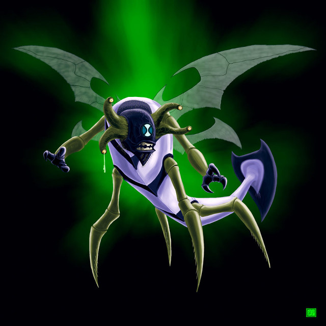Cartoon eldritch character green background free wallpaper for tablet - medium preview image
