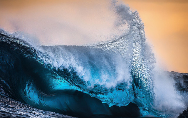 Large wave breaking ocean yellow free wallpaper for desktop - medium preview image
