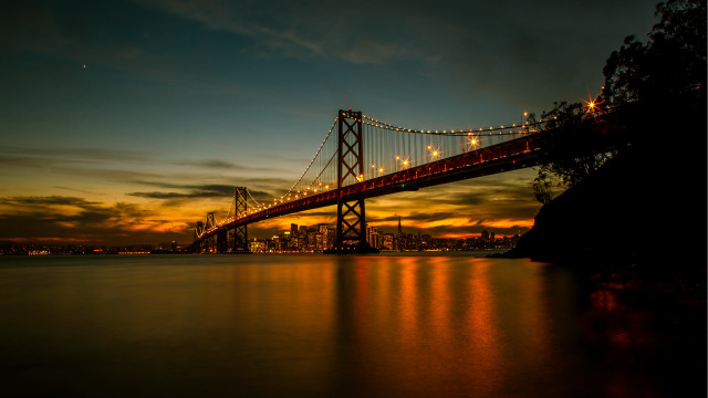 Bridge water city night lights #37 free wallpaper for desktop - medium preview image