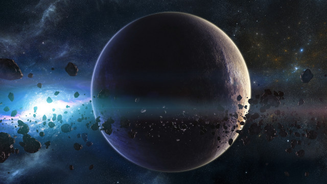 Space planet foreground blue light free wallpaper for desktop - medium preview image