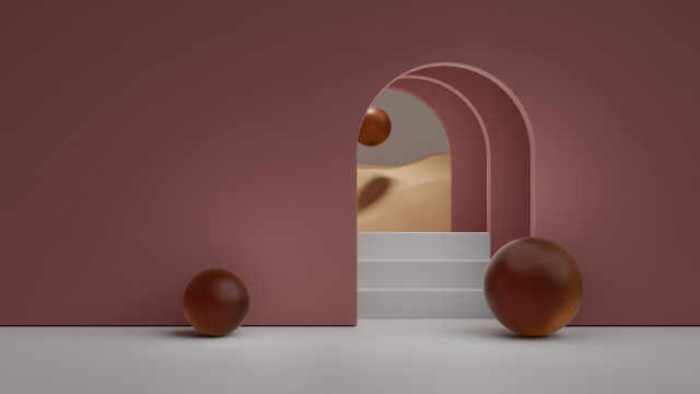 Three balls doorway pink wall free wallpaper for desktop - medium preview image