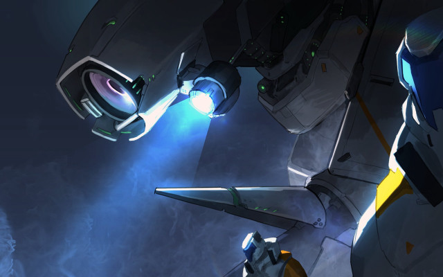 Sci fi robot flying glowing free wallpaper for desktop - medium preview image