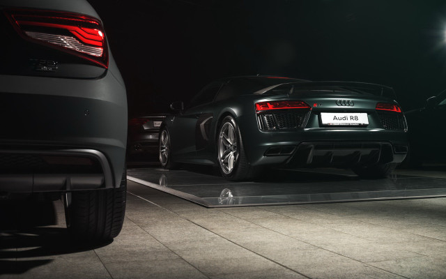 Black sports car garage night #2 free wallpaper for desktop - medium preview image
