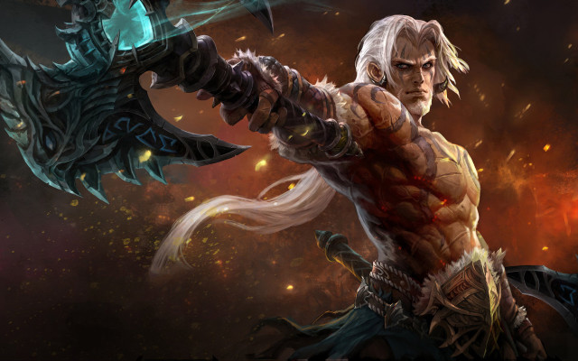 Man demon sword armor fire free wallpaper for desktop - medium preview image