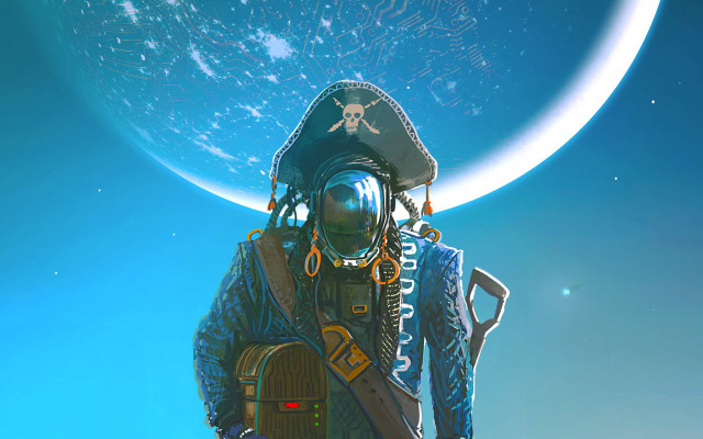 Space suit man moon starry free wallpaper for desktop - medium preview image