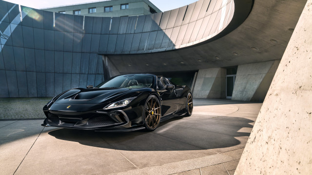 Black sports car circular building free wallpaper for desktop - medium preview image