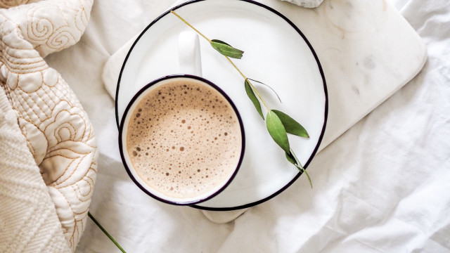 Coffee spoon plate bed white free wallpaper for desktop - medium preview image