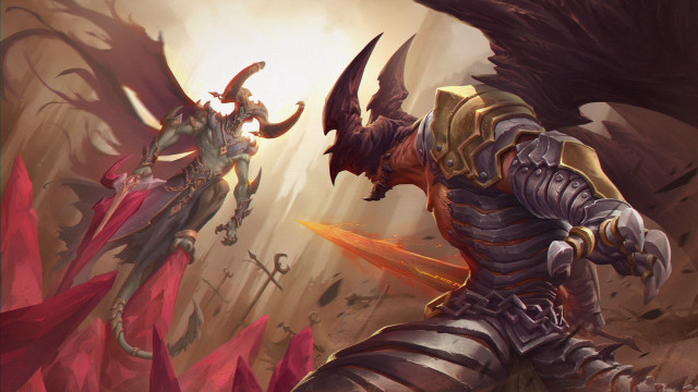 Fantasy battle demons wings sword free wallpaper for desktop - medium preview image