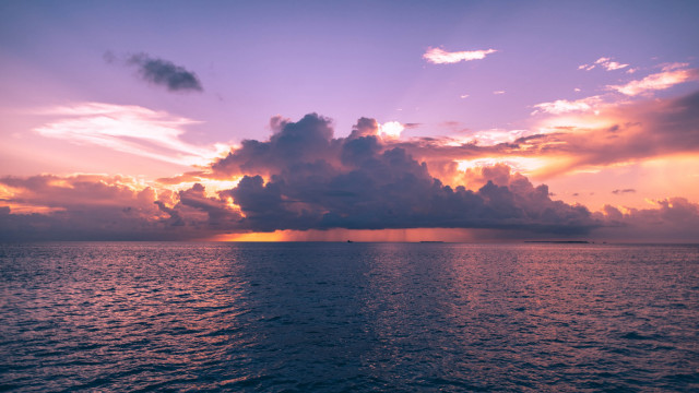 Large cloud ocean sunset boat free wallpaper for desktop - medium preview image