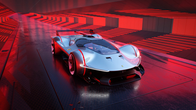 Futuristic car red black background free wallpaper for desktop - medium preview image