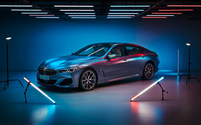 Silver car dark room blue free wallpaper for desktop - medium preview image