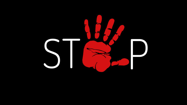 Hand glove stop sticker illustration free wallpaper for desktop - medium preview image