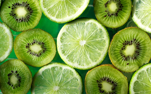 Kiwi slices green tablecloth minimalism free wallpaper for desktop - medium preview image