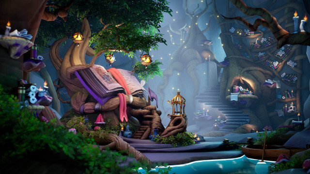 Fantasy tree chair staircase forest free wallpaper for desktop - medium preview image