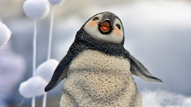 Penguin hat scarf snowballs ambient free wallpaper for desktop - medium preview image