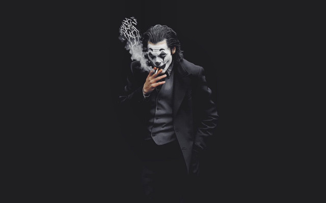 Man suit smoking mask portrait free wallpaper for desktop - medium preview image
