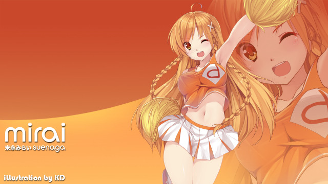 Anime girls yellow red background free wallpaper for desktop - medium preview image